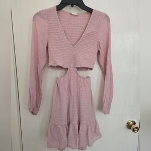 Altr'd State Pink Long Sleeve Cutout Dress